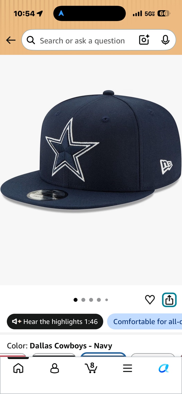 Navy New Era Dallas Cowboys cap with embroidered star and flat brim