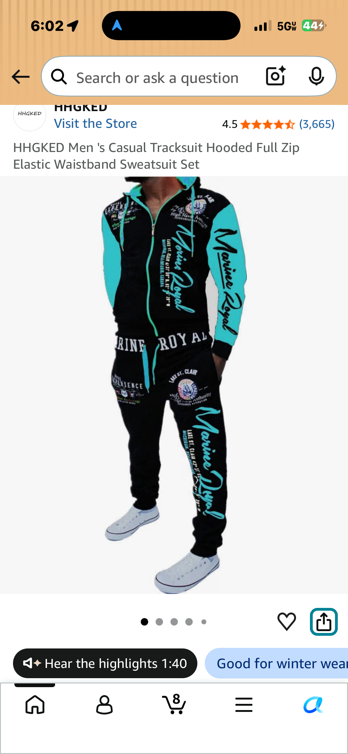 HHGKED black-and-turquoise graphic tracksuit with a full-zip hoodie and matching pants