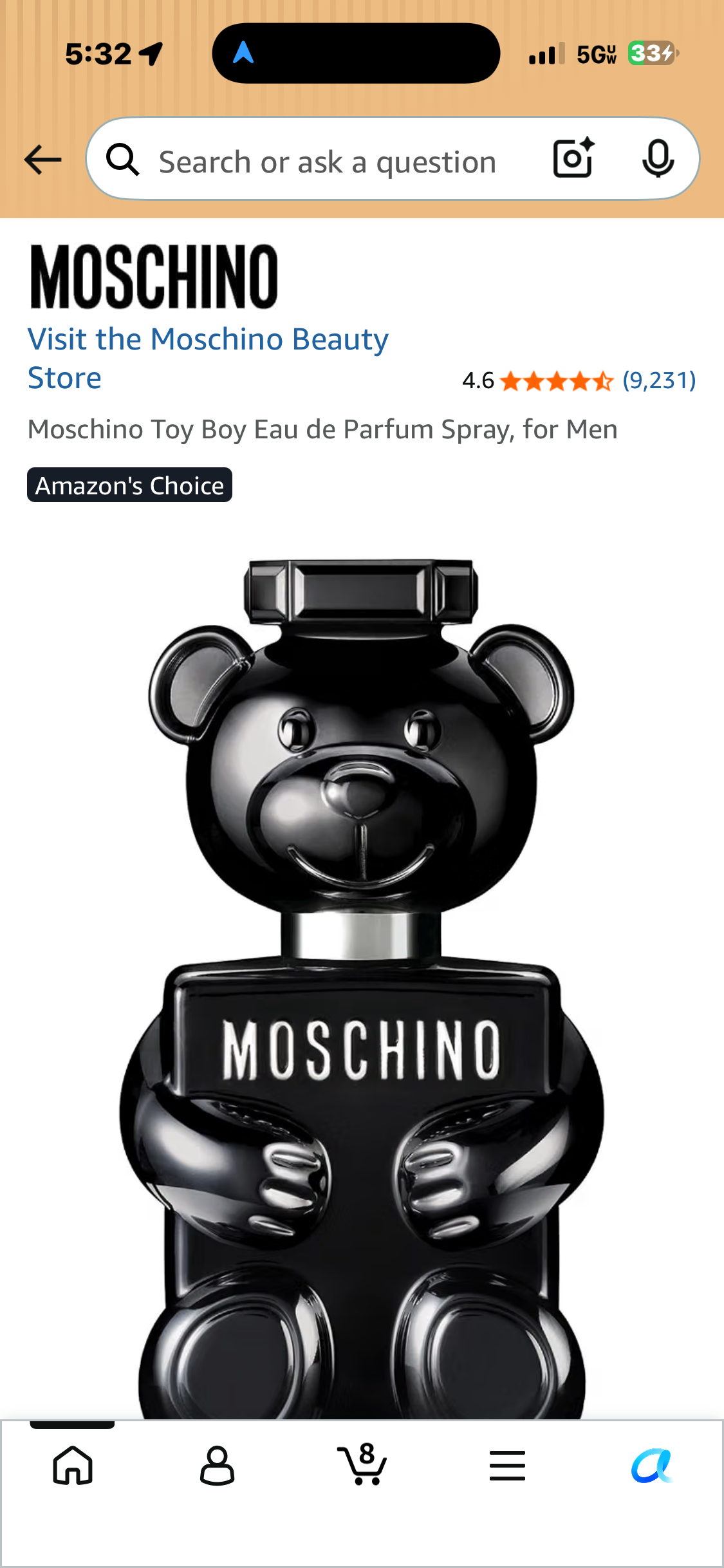 Moschino Toy Boy Eau de Parfum for men in a glossy black teddy bear bottle
