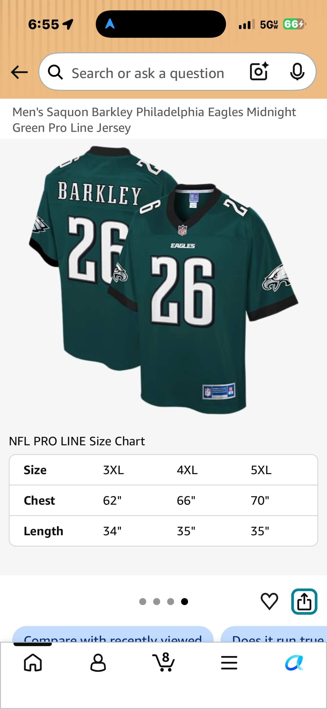 Front and back views of midnight green NFL PRO LINE Saquon Barkley Philadelphia Eagles jersey with number 26 and Eagles sleeve logos