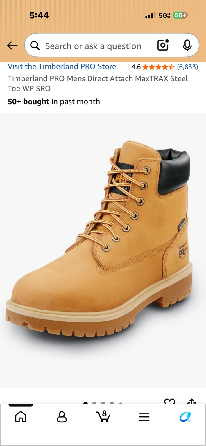 Wheat Timberland PRO Direct Attach MaxTRAX steel-toe boot with black padded collar and lug sole
